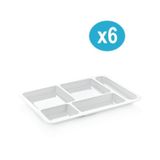 Omnipazar Sy-5120 6 Adet Beyaz Kırılmaz Tabldot Tabak Tepsi 5 Bölmeli