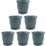 Omnipazar Sy-5703 Plastik Ürgüp Tabaklı Saksı Takımı 3,5 Lt Yeşil 6 Adet