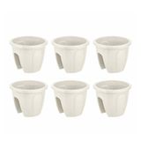 Omnipazar SY-5712 Opal Yuvarlak Balkon Küpeşte Saksı 7.5 Lt Kirli Beyaz 6 Adet