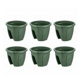 Omnipazar SY-5712 Opal Yuvarlak Balkon Küpeşte Saksı Yeşil 7.5 Litre 6 Adet