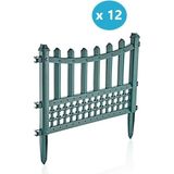 Omnipazar SY-5998 Elite Plastik Dekoratif Bahçe Çiti 12'li Set 60X55 cm Yeşil - 60 x 55 cm