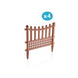 Omnipazar SY-5998 Elite Plastik Dekoratif Bahçe Çiti 4'lü Set 60X55 cm Kahverengi