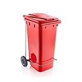 Omnipazar Sy-6507 Pedallı Tekerlekli Kapaklı Plastik Çöp Konteyneri 120 Lt Çok Renkli