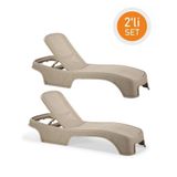 Omnipazar Sy2536 Bej Renk Brezza Royal Rattan Lüks Şezlong 2'Li Set