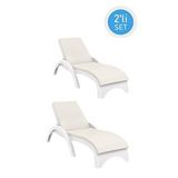 Omnipazar Trk-860 Siesta Fiji Bej Minderli Rattan Desenli Ayarlanabilir Lüks Şezlong Beyaz 2'Li Set