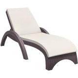 Omnipazar TRK-860 Siesta Fiji Bej Minderli Rattan Desenli Ayarlanabilir Lüks Şezlong - Kahverengi