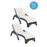 Omnipazar Trk-860 Siesta Fiji Bej Minderli Rattan Desenli Ayarlanabilir Lüks Şezlong Koyu Gri 2'Li Set
