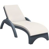 Omnipazar TRK-860 Siesta Fiji Bej Minderli Rattan Desenli Ayarlanabilir Lüks Şezlong - Koyu Gri