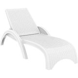 Omnipazar TRK-860 Siesta Fiji Rattan Desenli Ayarlanabilir Lüks Şezlong - Beyaz