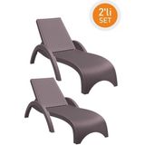 Omnipazar Trk-860 Siesta Fiji Rattan Desenli Ayarlanabilir Lüks Şezlong Kahverengi 2'Li Set