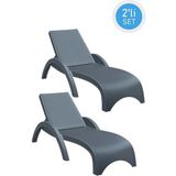 Omnipazar TRK-860 Siesta Fiji Rattan Desenli Ayarlanabilir Lüks Şezlong Koyu Gri 2'li Set