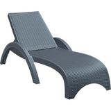 Omnipazar TRK-860 Siesta Fiji Rattan Desenli Ayarlanabilir Lüks Şezlong - Koyu Gri