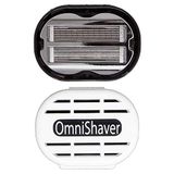 OmniShaver Seyahat çantası ile, başınızı tıraş etmenin en hızlı yolu, bacaklar, kollar, vücut tıraş makinesini kendi kendini temizler ve kullanım sırasında yanıp söner, erkekler için dayanıklı bıçak başı tıraş makinesi