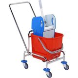 Omnisoft UCTM TK720 Tek Kovalı Krom Taşıyıcı Plastik Pres Temizlik Arabası