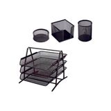 Omnixer Metal Ofis Seti (Kalemlik + Ataşlık + Küpnotluk)-