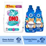 Omo Active Beyazlar & Renkliler Deterjanı 7.5 Kgx1 Yumoş Extra Konsantre Yumuşatıcı Lilyum 1440 Mlx2