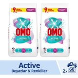 Omo Active Beyazlar & Renkliler Toz Deterjanı 9 kg X2