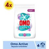 Omo Active Beyazlar ve Renkliler Toz Deterjanı 7.5 kg 50 Yıkama x 4 Adet