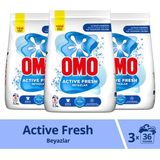 OMO Active Fresh Beyazlar Toz Çamaşır Deterjanı 5,5 KG x3 36 Yıkama Standart Koku ile Zorlu Lekeleri Çıkarır - 6 kg