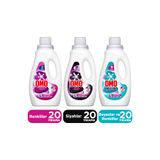 Omo Active Fresh Cold Power Renkliler Sıvı Deterjan 1000ml x1 Siyahlar x1 Beyazlar ve Renkliler x1