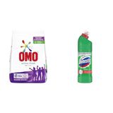 Omo Active Fresh Renkliler için 36 Yıkama Toz Deterjan (1 x 5500 g)(1) Domestos Yoğun Kıvamlı Çamaşır Suyu Maksimum Hijyen Dağ Esintisi, 750 ml(2)