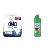 Omo Active Oxygen Toz Çamaşır Deterjanı Beyazlar için, 4.5 kg(1) Domestos Yoğun Kıvamlı Çamaşır Suyu Maksimum Hijyen Dağ Esintisi, 750 ml(2)