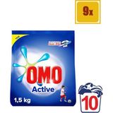 Omo Matik Active 1,5 kg Toz Çamaşır Deterjanı 9'lu Set - 13,5 kg