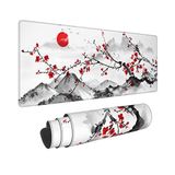 omosri Suluboya Kiraz Çiçeği Mouse Pad 90 x 45 cm Pembe Tam Masa Japon Sakura Mousepad Genişletilmiş Büyük Kaymaz Kauçuk Tabanlı Su Geçirmez Büyük Klavye Matı Oyun ve Ofis için Dikişli Kenarları ile