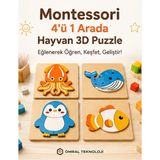Omral Teknoloji Montessori 4’lü Ahşap Görünümlü Hayvan Puzzle | Eğitici Zeka Oyunu | Çocuk Yapboz Oyuncağı | Ahtapot, Balina, Penguen, Balık