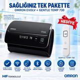 Omron HEM-7600T-E Evolv Koldan Dijital Tansiyon Aleti+Dijital Termometre Hediye - Siyah