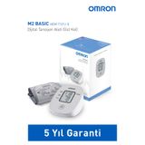 Omron M2 Basic Üst Koldan Pilli Dijital Tansiyon Aleti – Hipertansiyon Göstergeli 5 Yıl Garantili