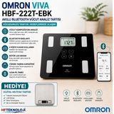 Omron Vıva HBF-222T-EBK Akıllı Bluetooth Vücut Analiz Baskülü + Dijital Mutfak Terazisi Hediye - Siyah