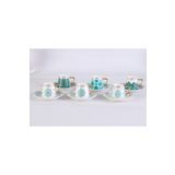 Oms 11156 - Amazonite, 12 Parça, Porselen, Otantik, Modern Tarz, Kibar Ağızlı Kahve Fincan Seti
