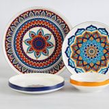 Oms 11159 Tanzanite 24 Parça Etnik Modern Çağdaş Tasarımlı 1 Sınıf Porselen Yemek Takımı
