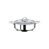 OMS 2038 Sl - 2 Parça 1. Sınıf Paslanmaz Çelik, Indüksiyonlu 24X8 cm - 3,0 Litre Basık Tencere, Gümüş