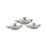 Oms 3004 6 Parça Bio Granit Sahan Seti 18-20-22 Cm Gri