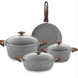 Oms 3105/G Granit 7 Parça Gri Tencere Seti