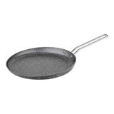Oms 3234 - Tek Parça, Bio Granit, Ergonomik, Yapıştırmaz 26 Cm Krep Tavası Gri Gövde, Platin Detay