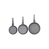 Oms 3255 Fry Pan Döküm Granit 3 Parça Siyah 20-24-28 cm Tava Seti