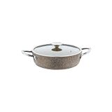 OMS 3316 - 2 Parça, Bio Granit, Indüksiyonlu, 26X7,5 Cm-3,2 Litre Basık Tencere K.bej Gövde,platin Detay