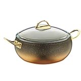 Oms 3341 Gold Granit Pilav Cam Kapaklı Küre Tencere