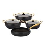 Oms 3528 Meridian Siyah Gold 7 Parça Tencere Seti