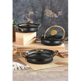 Oms 3724 6 Parca Bakrac Sahan Seti 16-18-20 Cm- Siyah