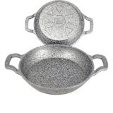Oms 3729 Dokum Granit 2 Parca Kapaksiz Sahan Set 18-20 Cm Gri