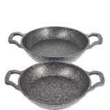 Oms 3729 Dokum Granit 2 Parca Kapaksiz Sahan Set 18-20 Cm Siyah