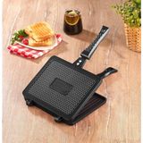 Oms 3733 Döküm Tost Tavası 25X19CM Füme Renkli Alüminyum Malzeme ile Çift Taraflı Kullanım
