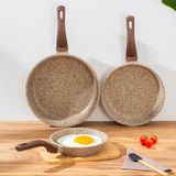 Oms 3737 Fry Pan Döküm Granit Kumbeji 3 Parça Tava Seti