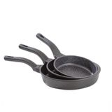 Oms 3737 Fry Pan Döküm Gri Granit 3 Parça Tava Seti