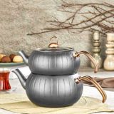 Oms 4 Parça Büyük Boy Çaydanlık Takımı Ergonomik Granit Malzeme ile Şık Tasarım