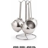 OMS 7032 Çelik Tombik 4lü Cezve Takımı Silver 200-300-450 ml - Gri